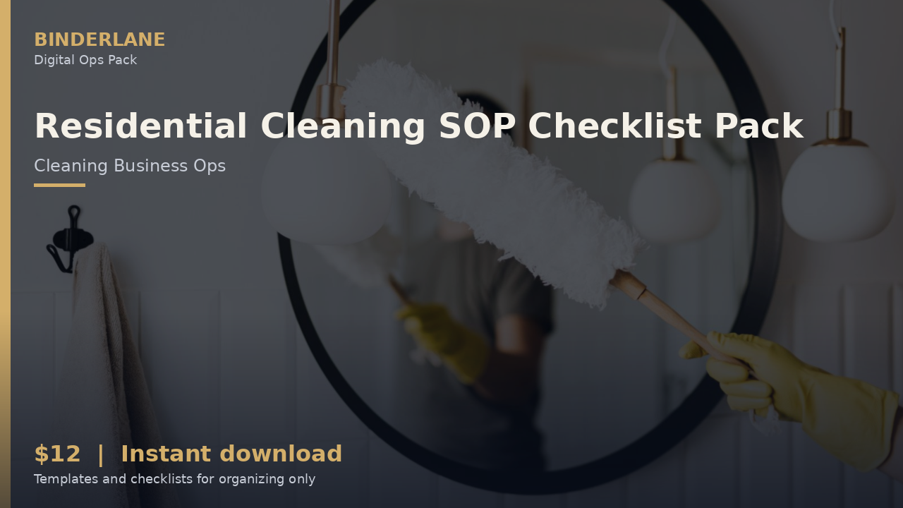 Residential Cleaning SOP Checklist Pack cover
