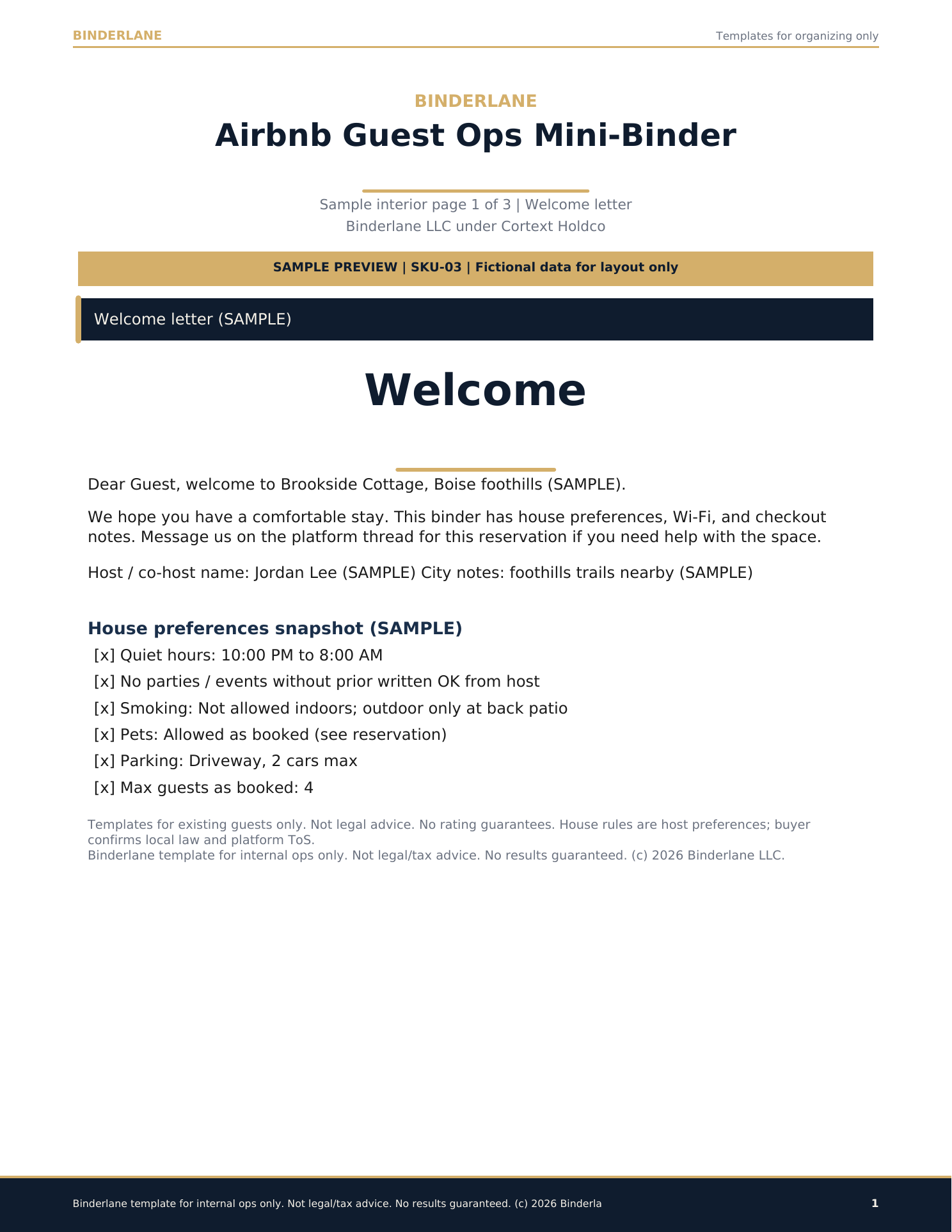 Welcome letter sample preview